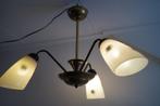 hanglamp luster kroonluchter, koper, glas jaren '40 '50., Minder dan 50 cm, Gebruikt, Vintage, Ophalen of Verzenden