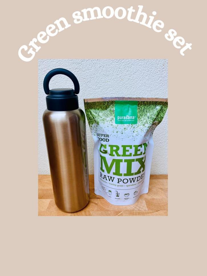 Vegan green juice & hennep eiwit + RVS fles, Sport en Fitness, Gezondheidsproducten en Wellness, Nieuw, Poeder of Drank, Ophalen of Verzenden