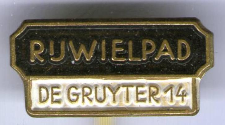De Gruyter verkeersbord Nr 14 rijwielpad speldje ( X_014 ), Verzamelen, Speldjes, Pins en Buttons, Zo goed als nieuw, Speldje of Pin