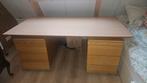 Bureau stevig houtfineer + 2 ladekasten, Ophalen, In hoogte verstelbaar, Gebruikt, Bureau