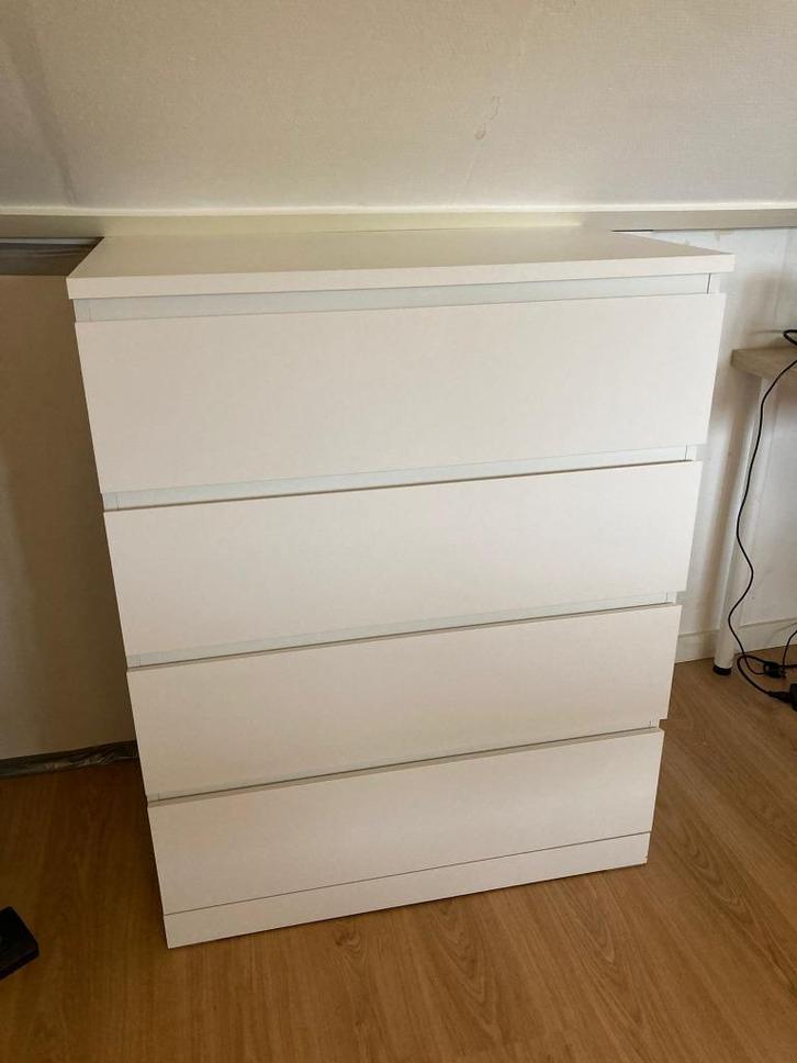 Ikea Ladekast met 4 lades, MALM, Huis en Inrichting, Kasten | Ladekasten, Zo goed als nieuw, 100 tot 150 cm, 50 tot 100 cm, 25 tot 50 cm