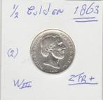 (2)  Mooie 1/2 gld 1863 zfr+ W III., Postzegels en Munten, Munten | Nederland, ½ gulden, Koning Willem III, Zilver, Ophalen of Verzenden