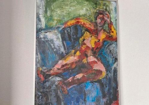 Impressionistisch kleurrijk schilderij in lijst R. Vd Linden, Antiek en Kunst, Kunst | Schilderijen | Modern, Ophalen of Verzenden