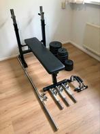 Gorilla Sports Halterbank, Sport en Fitness, Fitnessmaterialen, Ophalen, Gebruikt, Benen, Halterset