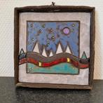 Vintage wandtegel bergen en sterrenhemel keramiek kunst, Antiek en Kunst, Antiek | Keramiek en Aardewerk, Ophalen of Verzenden