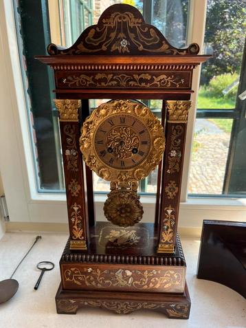oude antieke portico klok console empire pendule palissander beschikbaar voor biedingen