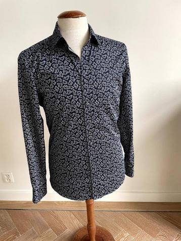 Olymp: Nieuw overhemd, donkerblauw met witte print. Maat 39 beschikbaar voor biedingen