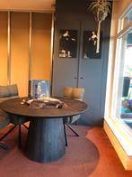 Luxe Eiken Eettafel Rond - Donkerbruin - 130cm, Ophalen, Nieuw, Vier personen, 100 tot 150 cm