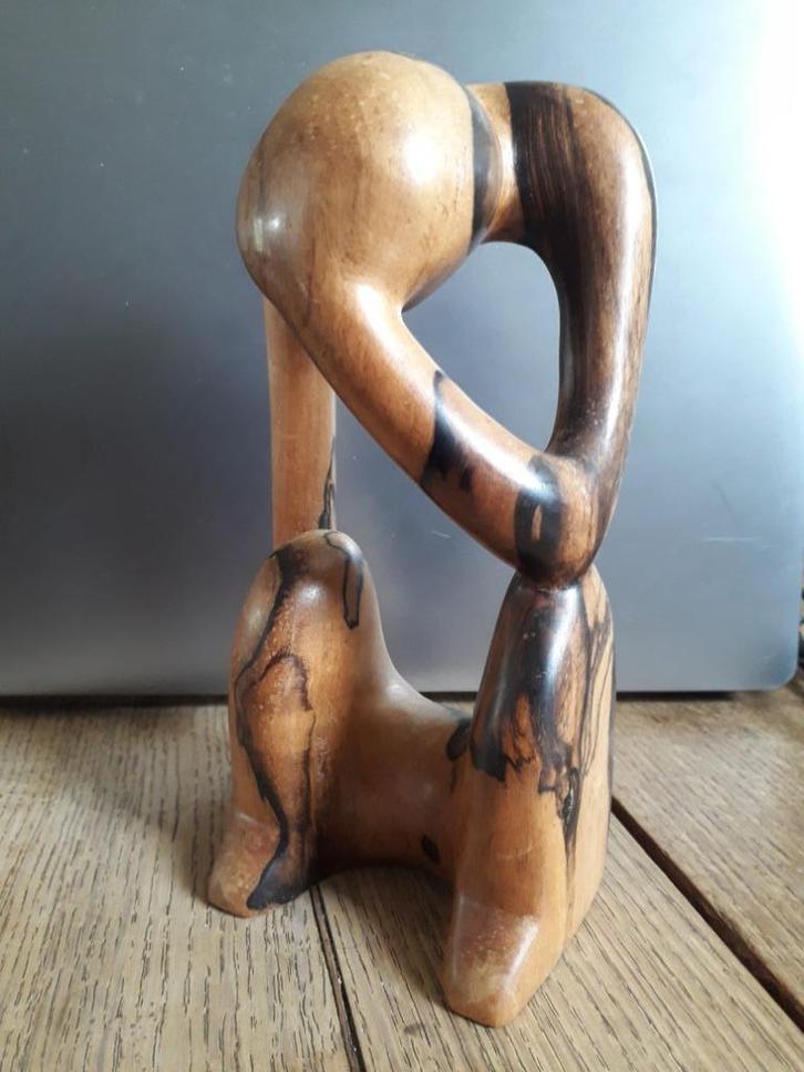 suarhouten beeldje, de denker, Antiek en Kunst, Curiosa en Brocante, Ophalen