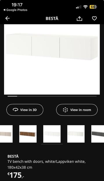 IKEA Besta TV meubel 180x42x38 wit - afbeelding 9