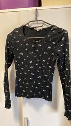 Zwarte longsleeve met bloemen XS, Kleding | Dames, Tops, Zwart, Ophalen of Verzenden, Zo goed als nieuw, Lange mouw