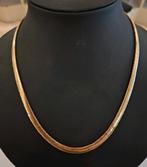 14 karaats gouden Visgraat schakel collier 45cm geelgoud, Ophalen of Verzenden, Zo goed als nieuw, Goud, Goud