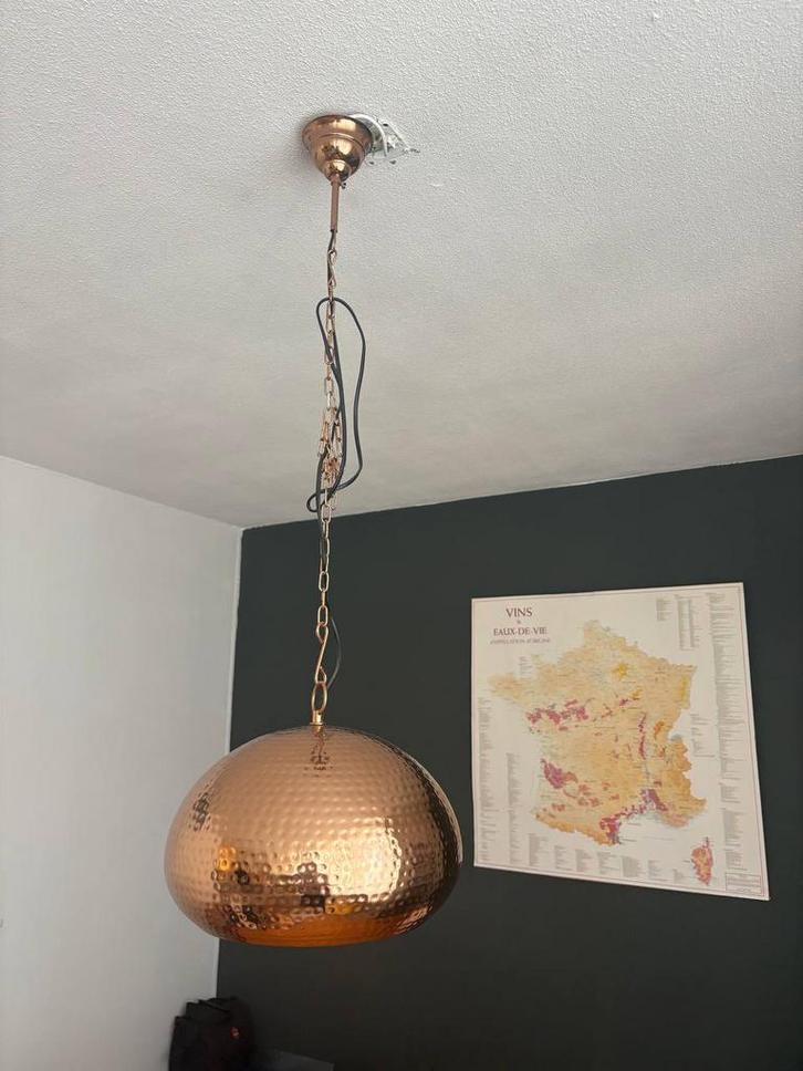 Hanglamp koperkleur (industrieel), Huis en Inrichting, Lampen | Hanglampen, Zo goed als nieuw, Minder dan 50 cm, Ophalen