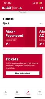 Ajax Feyenoord kaartje vak416, Tickets en Kaartjes, Eén persoon, September