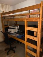 combinatie bureau met hoogslaper van massief hout, Huis en Inrichting, Slaapkamer | Stapelbedden en Hoogslapers, Ophalen, Gebruikt
