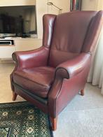 herenfauteuil van Mol in rood-bruin stevig leer, Huis en Inrichting, Fauteuils, Ophalen of Verzenden, Zo goed als nieuw, Leer