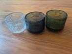 Set van 3 Iittala Kastehelmi waxinelichthouders zgan, Overige materialen, Wit, Ophalen of Verzenden, Zo goed als nieuw