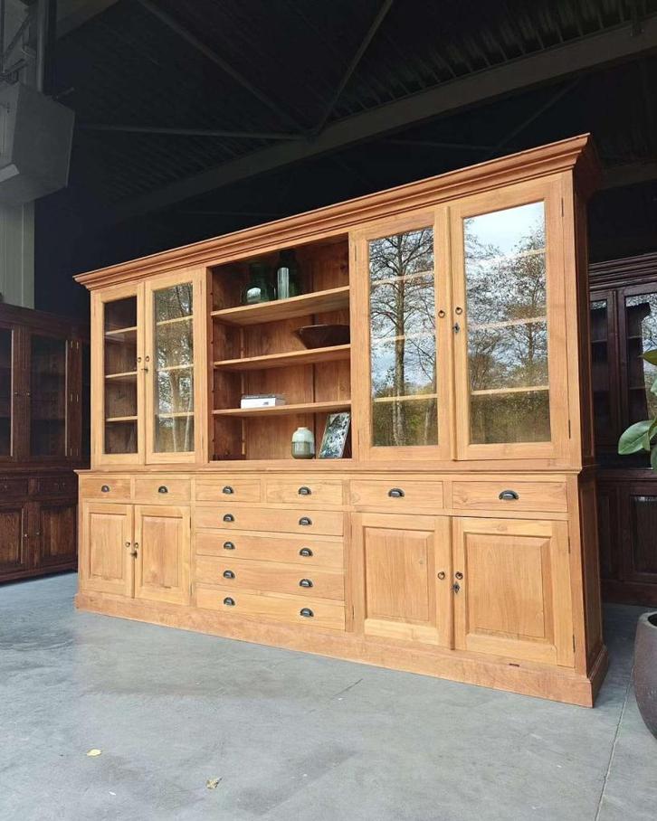 Grote winkelkast | Prachtige teakhouten buffetkast #2392, Huis en Inrichting, Kasten | Buffetkasten, Zo goed als nieuw, 200 cm of meer
