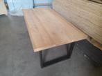 Eiken eettafel 100x200 cm met zwarte stalen u tafelpoten,, Huis en Inrichting, Tafels | Eettafels, Ophalen, 50 tot 100 cm, Rechthoekig