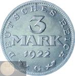 Duitsland Weimar Republiek - 3 Mark 1922 G, Postzegels en Munten, Ophalen of Verzenden, Duitsland, Losse munt