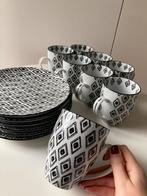 Servies set zwart en wit ruitjes, Huis en Inrichting, Keuken | Servies, Keramiek, Ophalen of Verzenden, Zo goed als nieuw, Bord(en)