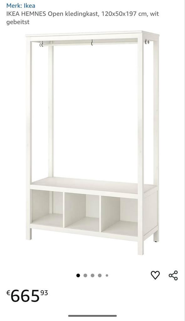 IKEA HEMNES Open Kast, Wit, 120x50x197cm, Huis en Inrichting, Kasten | Kledingkasten, Ophalen of Verzenden