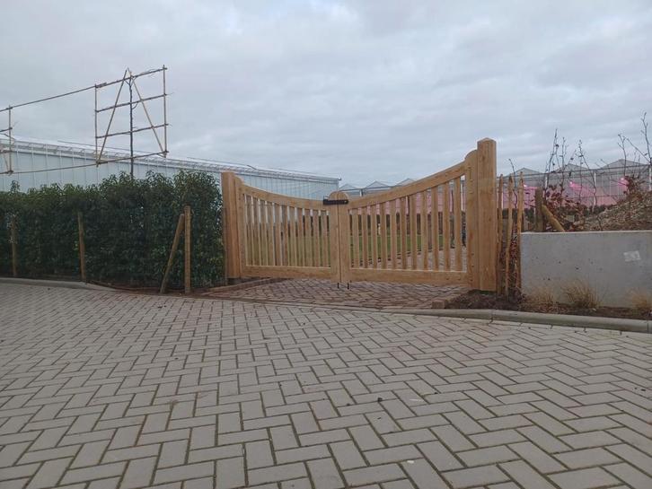 Maatwerk Eiken Draai-of looppoort Hek Poort, Tuin en Terras, Tuinhekken en Hekwerk, Nieuw, Hout, Ophalen