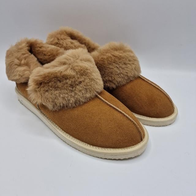 Leren schapenwollen sloffen in cognac kleur – maat 40, Kleding | Dames, Schoenen, Blomwol, Beige, Nieuw, Ophalen of Verzenden