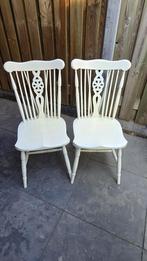 2 Vintage Eetkamerstoelen Wit Hout, Huis en Inrichting, Stoelen, Ophalen, Gebruikt, Twee, Wit