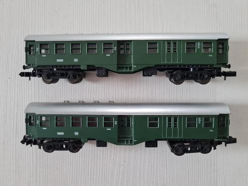 2 Nette Arnold N-spoor DB umbauwagons 5805, Hobby en Vrije tijd, Modeltreinen | N-Spoor, Gebruikt, Wagon, Gelijkstroom, Arnold