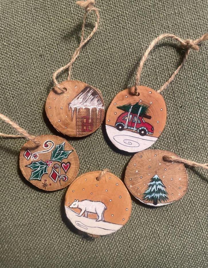 Handgeschilderde kersthangers, Diversen, Kerst, Nieuw, Ophalen of Verzenden