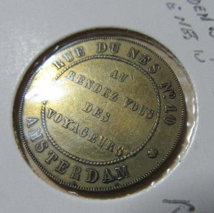 Estaminet Suisse Roodenburgh Dz. 1840-1845 Rue de Nes A'dam, Postzegels en Munten, Penningen en Medailles, Brons, Nederland, Verzenden