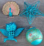 4 luxe turquoise kerst hangers, Diversen, Kerst, Ophalen of Verzenden, Zo goed als nieuw