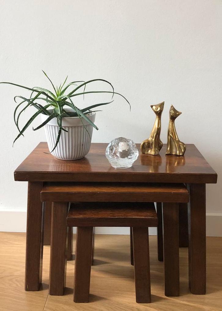 Set van 3 brutalist bijzettafels mimiset | jaren 70, Verzamelen, Retro, Huis en Inrichting, Ophalen of Verzenden