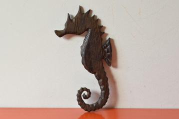 Retro vintage houten jaren 70 wandbord - Zeepaardje beschikbaar voor biedingen