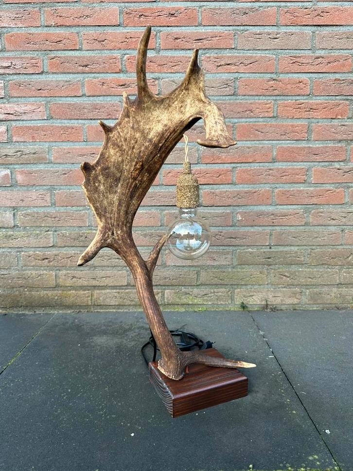 Geweilamp.schemerlamp.geweien.edelhert.damhert.tafellamp., Huis en Inrichting, Lampen | Tafellampen, Nieuw, 50 tot 75 cm, Ophalen of Verzenden