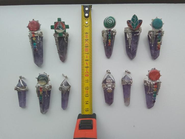 Peruaanse handgemaakte pendel hanger edelsteen chakra zilver, Sieraden, Tassen en Uiterlijk, Edelstenen, Nieuw, Ophalen of Verzenden