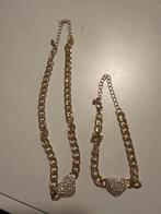 Gouden Kleurige Ketting & Armband Set, Overige materialen, Gebruikt, Ophalen of Verzenden, Goud