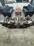 Gratis 2 banken, 2 stoelen en 2 tafeltjes, Ophalen, Gebruikt, Stof