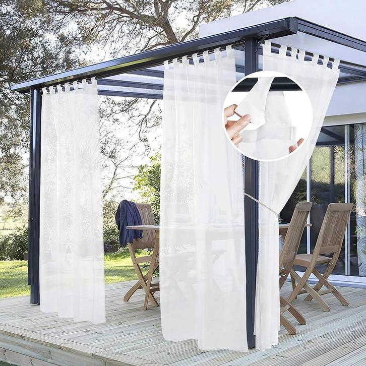 Witte Buitengordijnen Patiogordijnen Transparant wit 137x274, Huis en Inrichting, Stoffering | Gordijnen en Lamellen, Nieuw, 200 cm of meer