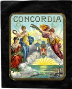 Concordia  etiket    23491, Verzamelen, Rookartikelen, Aanstekers en Luciferdoosjes, Sigarenbandjes, Gebruikt, Ophalen of Verzenden
