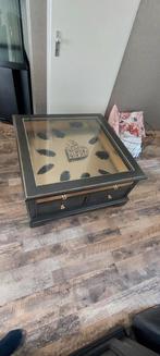 Salontafel met lades en glasplaat 1x1x50, Huis en Inrichting, Woonaccessoires | Kisten, Ophalen, Gebruikt, 50 tot 100 cm, 75 tot 100 cm