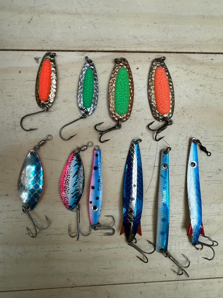 Lepels zeeforel, zalm, forel abu, blue fox, gibb’s, Watersport en Boten, Ophalen of Verzenden, Gebruikt, Overige typen