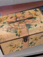 Oud blik met bloemen en strik rond 1910, Ophalen of Verzenden