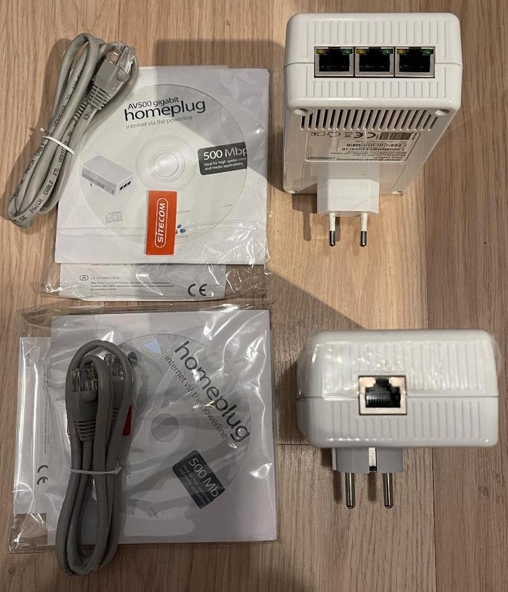 Sitecom Homeplug set - 500 Mbps AV500 Gigabit (z.g.a.n.), Computers en Software, Powerlines, Zo goed als nieuw, Ophalen