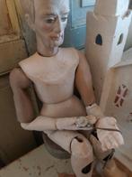 Antiek dubbelzijdig medaillon & antieke geledepop v 64 cm, Ophalen of Verzenden