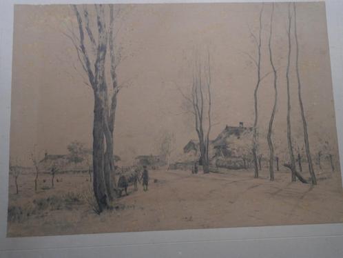 Voorstudie tek. Landschap met Koe van WILLEMSEN, Antiek en Kunst, Kunst | Tekeningen en Foto's, Ophalen