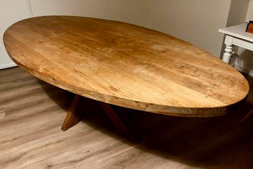 Massief Teakhouten eettafel - ovaal, Huis en Inrichting, Tafels | Eettafels, Zo goed als nieuw, 100 tot 150 cm, 200 cm of meer