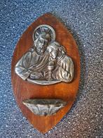 Vintage houten wijwaterbakje Jezus met apostel., Antiek en Kunst, Antiek | Religie, Ophalen of Verzenden