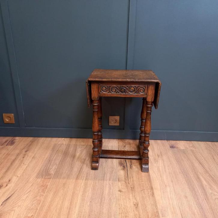 Antieke Drop leaf Jointstool, Huis en Inrichting, Tafels | Bijzettafels, Rechthoekig, 45 tot 60 cm, Minder dan 55 cm, Hout, Ophalen of Verzenden